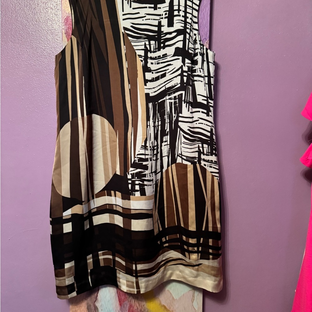 Dana Buchman Geometric Brown and Black Mini Dress